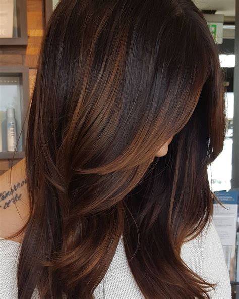 dark brunette with copper highlights|More.